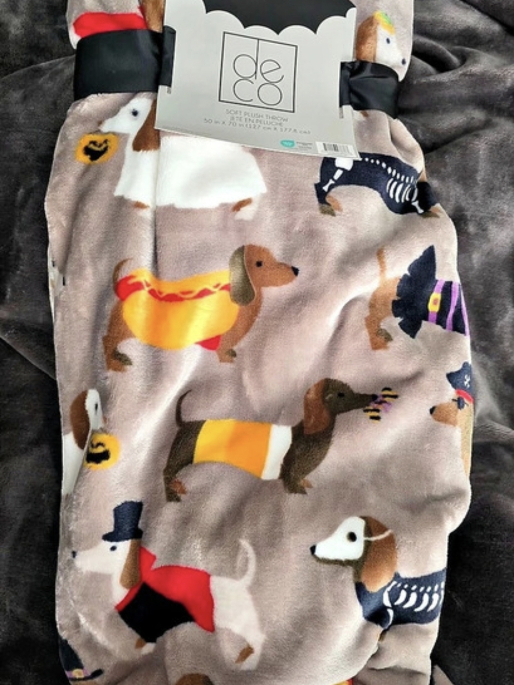 Deco Halloween Dachshunds Soft Plush Throw 50 x 70 in